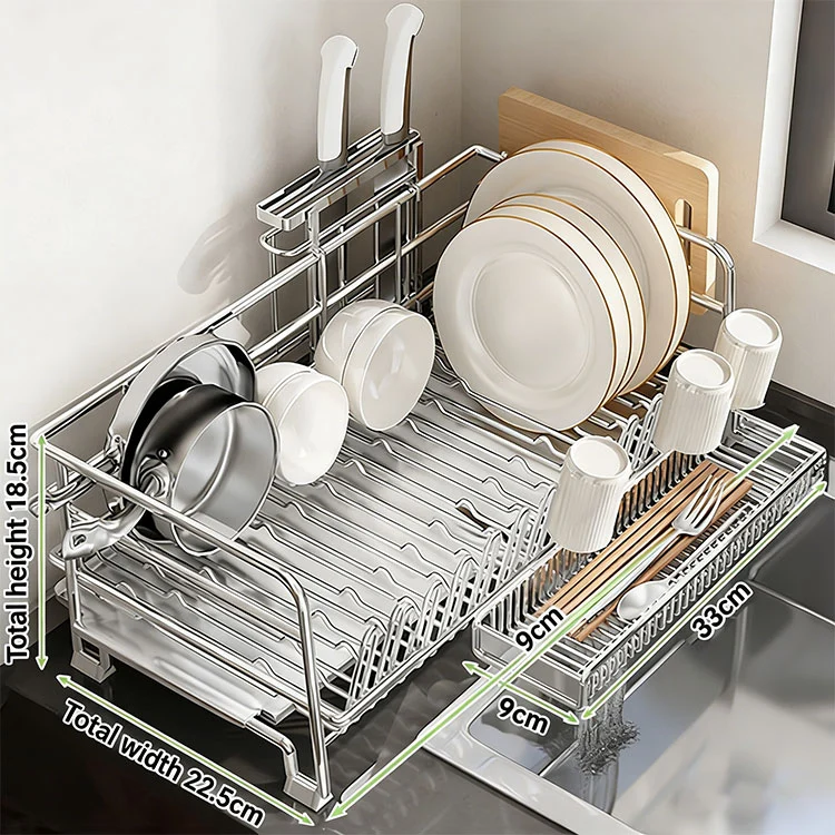 No Assembly Adjustable Stainless Steel Dish Rack